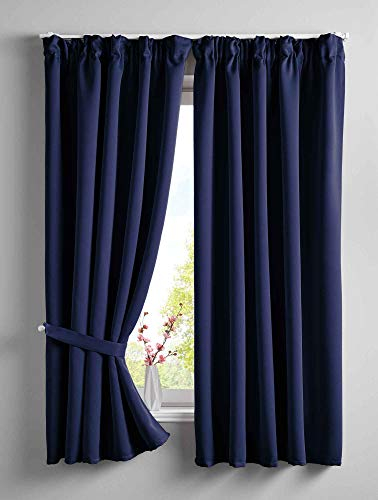 Gardinenbox 2er Set Verdunkelungsvorhänge Blickdicht »Newyork« verdeckte Schlaufen Blau HxB 160x140 cm Thermo-Gardine Blackout schalldämmend ÖKOTEX Kräuselband, 202020610-2