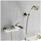GLYYR Cascade Robinet De Baignoire avec Douchette À Main Laiton Mural Blanc Et Or Baignoire Mitigeur pour Salle De Bain