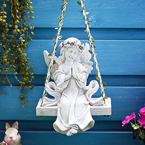 Garten Ornament Sitzen Fee Figur Schaukel Engel Statue Betende Skulptur Memorial Angel Garden Feature,Grey