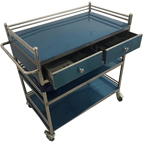 LJHU Wagen Medizinischer Gebrauchswagen Aus Edelstahl, Robuster, Kratzfester Rollwagen-Organizer, Pflegewagen für Zahnarztpraxis Krankenhaus (Color : 3 Layer, Size : 60cm x 40cm x 86cm)