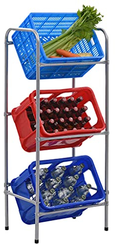 Business & Industrie, Industrielager, Industrieregal, Lagerregal für 3 Kisten, Silber, 50 x 33 x 116 cm, Stahl