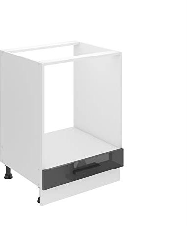 Belini Unterschrank Küche, Küchenunterschrank 60 cm Breite. SDP Küchenunterschrank ohne Arbeitsplatte. Küchenschrank ohne Tür, mit Schubladen, Silber Hochglanz