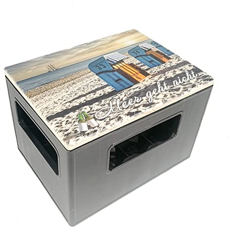 Bierkastensitz, Outdoor Hocker, Sitzauflage aus Holz für Getränkekisten mit Meer geht Nicht als Geschenkidee