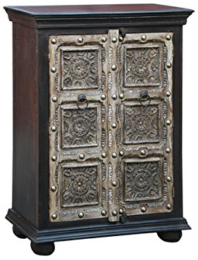 Orientalische Kommode Sideboard Cansin 120cm Braun Grau | Orient Vintage Kommodenschrank orientalisch Handverziert | Indische Landhaus Anrichte aus Holz | Asiatische Möbel aus Indien