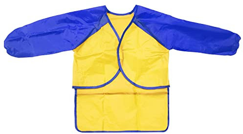 ALLY-MAGIC Kids Art Smock, Kids Apron, Children Painting Apron Waterproof with Long Sleeve & Pockets for Cooking, Eating, Arts & Crafts Childs Paint Apron for Children Ages 2-6 Y9-FSWQ (Yellow)
