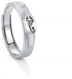 LODMLOER Modischer, Frostiger, Verstellbarer Ring Mit Sternzeichen-Design, Damen/Herren-Horoskop, Himmlisches Astrologie-Set, Damen-Modeschmuck, Geburtstagsgeschenk, Bild, Skorpion