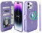 VANAVAGY Wallet Case Compatible for iPhone 15 Pro Max,Leather Flip Folio Wrist [Screen Camera Protector Included][Compatible for Magsafe & Wireless Charging] RFID Block Credit Card Holder,Clove Purple