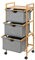 WENKO Wäschewagen Nori, mit 3 herausnehmbaren Körben, aus 100 % grauem Polyester, 44 x 96 x 34 cm, Natur/Grau