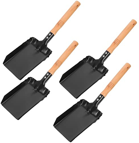 Warmhm Kaminschaufel Ascheschaufel Kohleschaufel aus Eisen mit Holzgriff 38cm Schwarz 4 Stück für Kamin Ofen Grill Haushalt