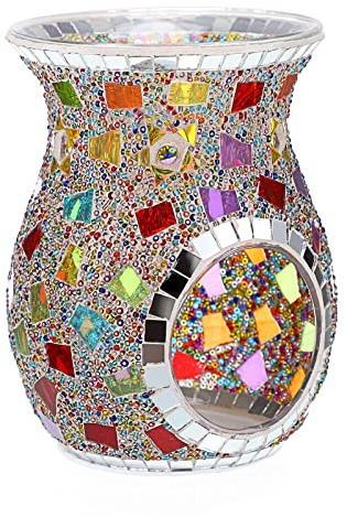 OLegei Duftbrenner für ätherische Öle, aus Glas, Mosaik, Duft-Diffusor, Aroma-Diffusor, Dekoration für Haus, Schlafzimmer, Tisch, Büro (Mehrfarbig)