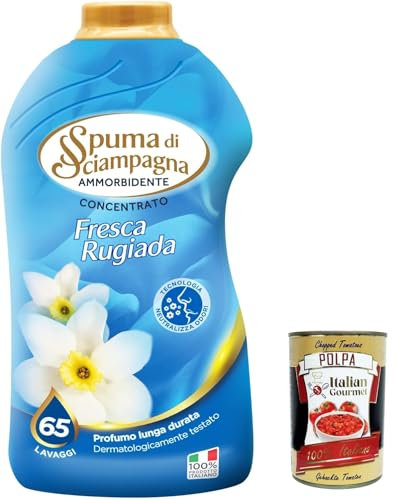 3x Spuma di Sciampagna Konzentrierter Weichspüler Fresca Rugiada 65 Wäschen 1300ml + Italian Gourmet polpa 400g