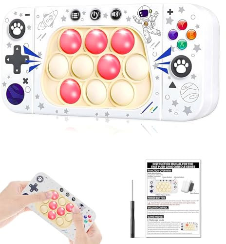 Quick Push Handheld Game, Bubble Game Toys for Kids Adults, Fast Push Pop Game Light Up, Puzzle Handheld Sensory Fidget Games Console Toys for Kids Birthday Gifts for Boys Girls and Teens