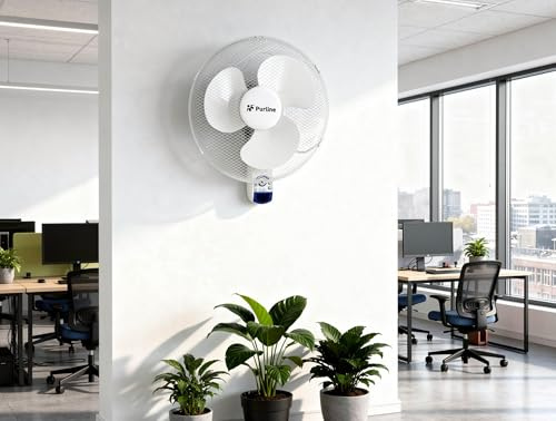 PUR LINE | Ventilador de Pared Digital con Control Electrónico y Mando – 3 Velocidades, Temporizador 7,5h, Oscilación Automática y Diseño Compacto