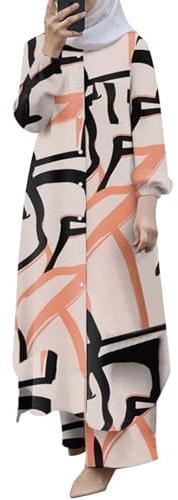 Duohropke Damen Muslimische Maxi Gebetkleid Islamischen Abaya Hijab Kleid Langarm Einfarbig Lose Maxikleid Jilbabs Dubai Türkei Arabischen Nahen Osten Kaftans Lang