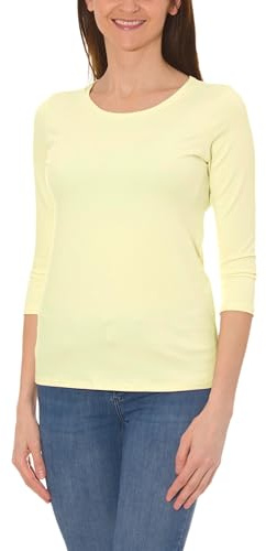 Alkato Damen Shirt 3/4 Arm mit Rundhals, Farbe: Bananengelb, Größe: XL