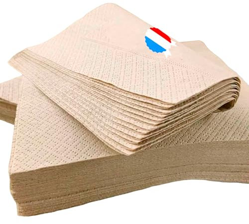 200 Serviettes en Papier Kraft 33 x 33 cm 2 Plis - Fabriquée en France - Douces et Absorbantes - Double épaisseur - Anniversaire - Pique-nique - Mariage - Essuie-tout - Napkin - Table'Colors