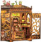 Cutefun Book Nook Kit - Puppenhaus Kitaus Holz,DIY Miniatur Puppenhaus Bücherecke Bibliothek Häuser Modellbausätze mit LED Leuchten Bücherregal Dekor,Fantasy Plant Shop(MF03)