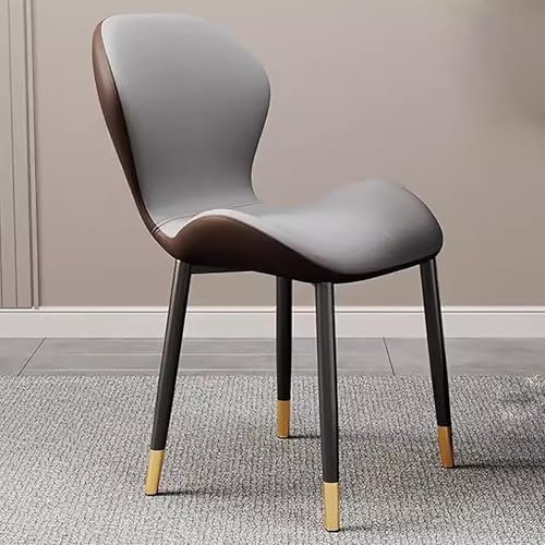 Lot de 4 chaises de salle à manger modernes avec dossier en cuir synthétique pour salle à manger, cuisine, travail, hôtel, salon – Chaises d'appoint avec pieds en métal, taupe et doré