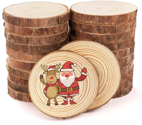 Lindahandel 50 Stück Holzscheiben, 6-7cm Holz Log Scheiben, Runde Naturholz Baumscheiben 8mm Dick für DIY Handwerk, Hochzeit Mittelstücke
