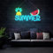 FITNATE Summer Neon Schild 49x26cm, LED Neon Wandleuchte mit einstellbarer Helligkeit, Leuchtschild, Leuchtreklame, klare Acryl-Rückwand, Neon Sign für Sommerparty