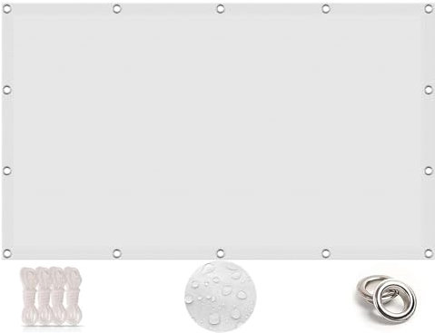 Schattenspender 320 x 380 cm Wind- Und 98% Uv-Schutz, 185G/M², Sonnenschutz, Windschutz Überdachung Balkon Sonnensegel mit Kordel Und Ösen für Garten, Pergola, Schwimmbad, Weiß