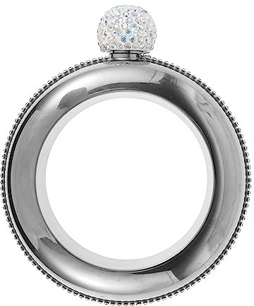 Armreif Flasche100ml, Armband Armreif Flasche Edelstahl mit Trichter Strasssteinen, Flachmann Armband Funkelnd für Mädchen Teilnahme Tanzpartys Geburtstagsfeiern (Silber)