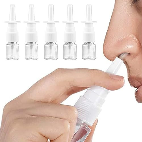 100pcs Nasal Spray Bottle, Mist Spray Bottle, Refillable Empty Nose Fine Mist Sprayer, Rhinitis Care Sprayer,Portable Plastic Nasal Spray Container for Saline Essential Oils Home Outdoor Travel (5ml)