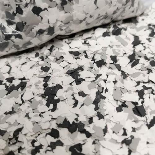 Alkrogiha Epoxy Flocken für Bodenbeläge, 1 Pfund Dekorative Farbchips für Beton, Epoxidharz und Arbeitsplatten, Langlebig - Schwarz, Weiß, Hellgrau
