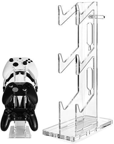 Supporto per controller per videogiochi Clear, porta controller trasparente - GamePad 3 livelli - Supporto per controller di gioco antiscivolo per la gestione del cavo