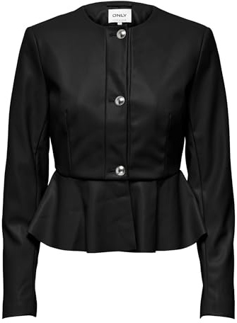 ONLY Onlverona Faux Leather Peplum Jacket Otw Onlverona - Giacca in Finta Pelle Peplum Otw Donna (Pacco da 1)