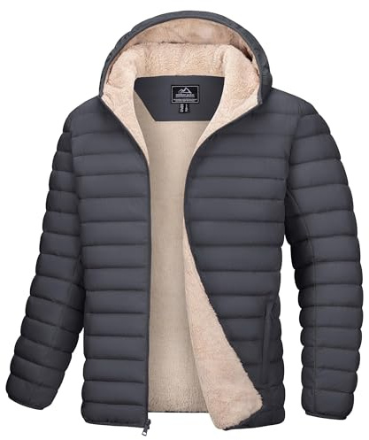 MAGCOMSEN Winterjacke Herren Warm Fleecejacke Winddicht Übergangsjacke | Outdoor Freizeit Jacken,Wasserabweisende Gefüttert Arbeitsjacke Mit Taschen,Für Winter Herbst Alltag