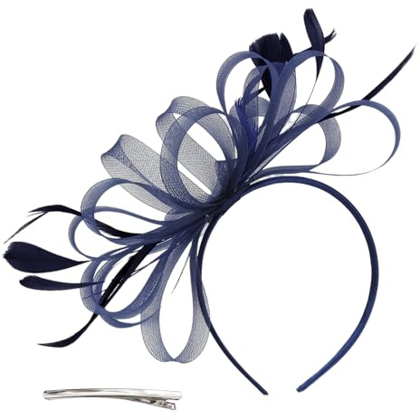Damfascinatorklämma och pannband Elegant håraccessoar i fjädernät för bröllop/tävlingar Möhippa Tebjudning Ascothatt Veganskt läderbas