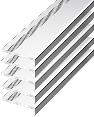 KGPGNYMYHA Non Slip Stair Nose Molding Window Sill Nosing 5 Pcs Aluminum Stair Edge Protector For Wood/Vinyl/Tile Stairs, Small Step Edge Trim(Silver,100cm/40in)
