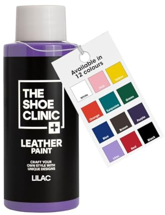 Shoe Clinic Lederschuhfarbe | Schnelltrocknend | Strapazierfähig, flexibel, kratz- und abriebfest | Lederfarbe zum Gestalten und Bemalen von Turnschuhen, Sneakern und Lederschuhen (Lila, 50 ml)