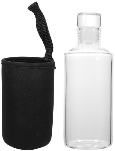 GRIRIW Bouteille de Jus Vide en Verre Borosilicate Transparent 300 Ml avec Couvercle Étanche, Réutilisable et Résistante à L'usure, pour Usage Extérieur et Boisson Fraîche