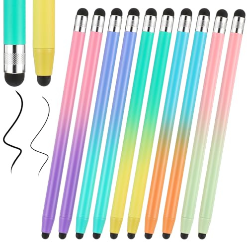 HJZHII 5pcs Stylus Pens for Touchscreen, 2-in-1 High Precision Stylus Pen | Tablet Pen Compatible with All Capacitive Touch Screen Smartphones, Gradient Color, Fine Point