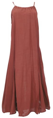 Natürliches Boho Sommerkleid, alternatives Baumwollkleid | Luftiges Design, verstellbare Träger, bequeme Passform, Holzperlen-Details, ideal für Frühling und Sommer.