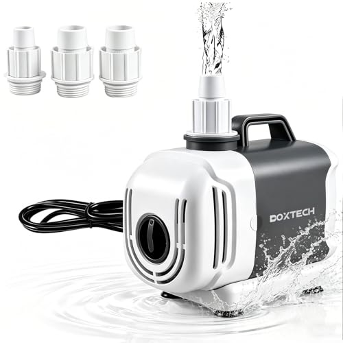 Boxtech Teichpumpe 55W, 3500L/h Aquarien Wasserpumpen | Schmutzwasserpumpe, Durchflussregulierung, 3-in-1 Bodenabsaugung, Reiner Kupfermotorfür Garten & Bachlauf & Filteranlagen
