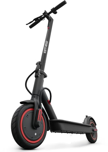 ESTVELO E Scooter mit Straßenzulassung, 350W-500W Motor, Bis zu 45 km Reichweite, 8,5/10 Zoll Luft-oder Vollgummireifen, klappbarer E Roller