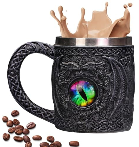 wiroouia Dragon Coffee Mug 450ml Insulated Anti-Slip Handle Vintage Cup