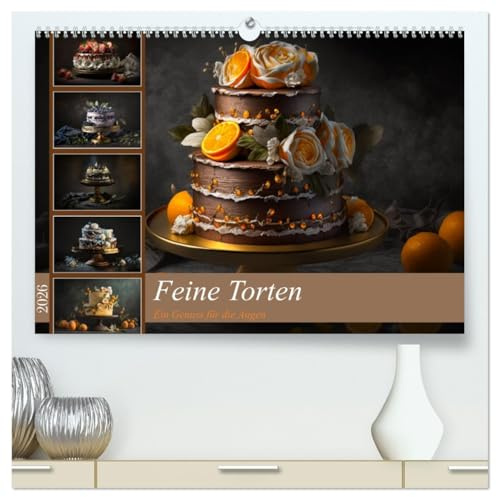 Feine Torten (hochwertiger Premium Wandkalender 2026 DIN A2 quer), Kunstdruck in Hochglanz: Zwölf einmalige Bilder von meisterlicher Konditoreikunst (CALVENDO Lifestyle)