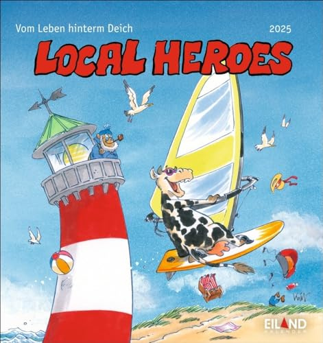 Local Heroes Postkartenkalender 2025 - Vom Leben hinter´m Deich: Unverwechselbare Comics von Kim Schmidt in einem Monats-Tischkalender zum Aufstellen. ... zum Verschicken (Postkartenkalender Eiland)