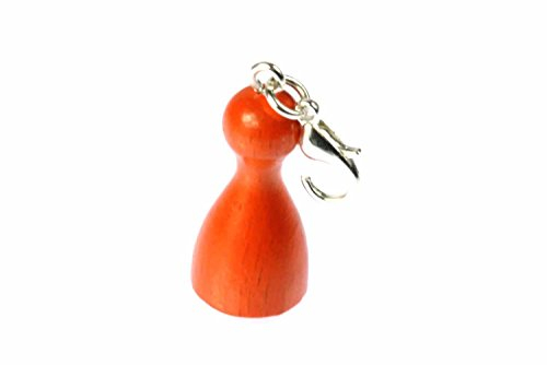 Miniblings Spielfigur Charm Spielkegel Holz Männchen Brettspiel orange - Handmade Modeschmuck I Kettenanhänger versilbert - Bettelanhänger Bettelarmband - Anhänger für Armband