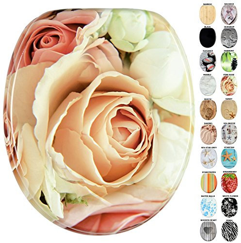 Sanilo Soft Close Toilet Seat, Wide Choice of New Toilet Seats, Stable Hinges, Easy to Mount (Pink Rose)
