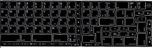 Sticker Autocollant Clavier Mac QWERTY English + AZERTY Français Noir