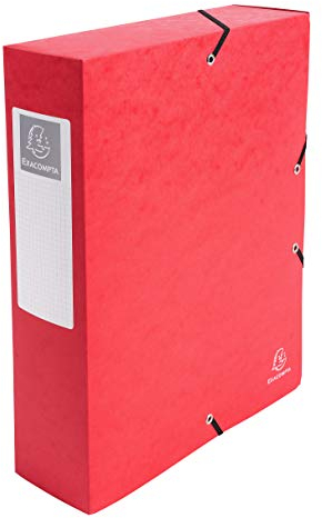Exacompta - Ref. 50835E - 1 boite de classement avec élastiques Exabox - en carte lustrée 600g/m2 - Dos 8 cm - dimensions 25 x 33 cm - pour documents A4 - couleur rouge - livrée montée
