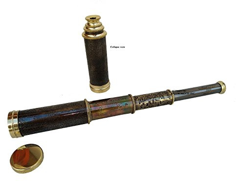 US HANDICRAFTS 30,5 cm Hand-Teleskop aus Messing mit Gravurabdrücken Piratensammlung
