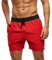 Arcweg Badehose für Herren mit Reißverschlusstasche Atmungsaktiv Wasserabweisend Badeshorts Männer Trainingsshorts Elastisch Verstellbar Mit Tunnelzug Meshfutter Schwarz/Rot S(EU)