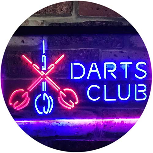 ADVPRO Dart Clubs Bar Pub VIP Open Dual Color LED Neon Sign Blue & Red 400 x 300mm st6s43-i3185-br