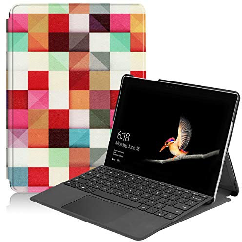 SATURCASE Case for Microsoft Surface Go 1 2 3 4, Beautiful PU Leather Flip Folio Stand Ultra Slim Light Weight Protective Case Cover for Microsoft Surface Go 1 2 3 4 (KN-3) (Keyboard not included)